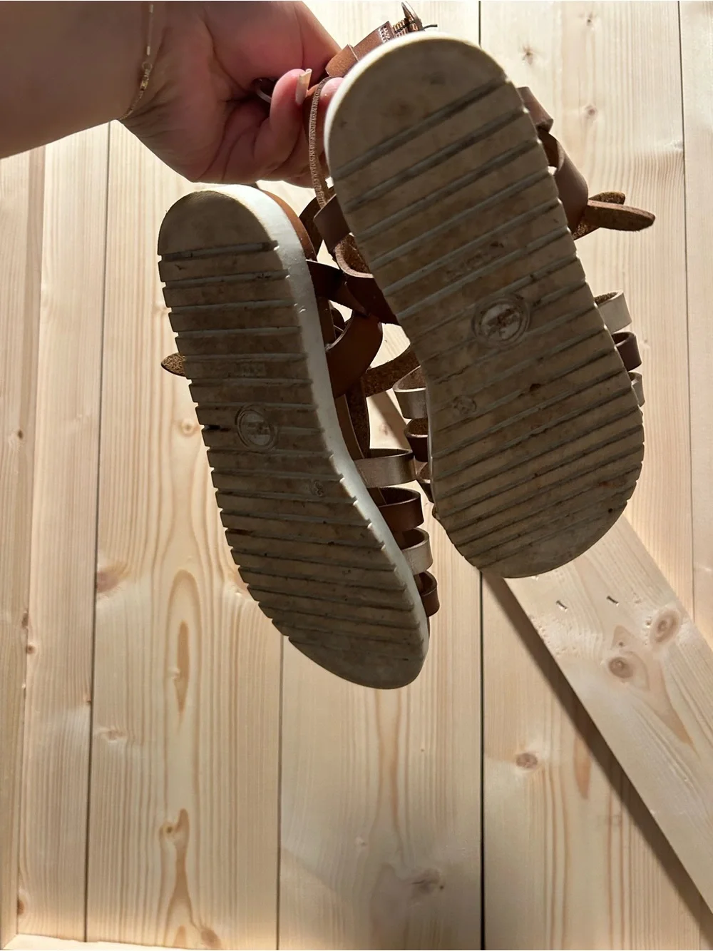 wonder nation Tan and Gold Strappy Girls' Sandals